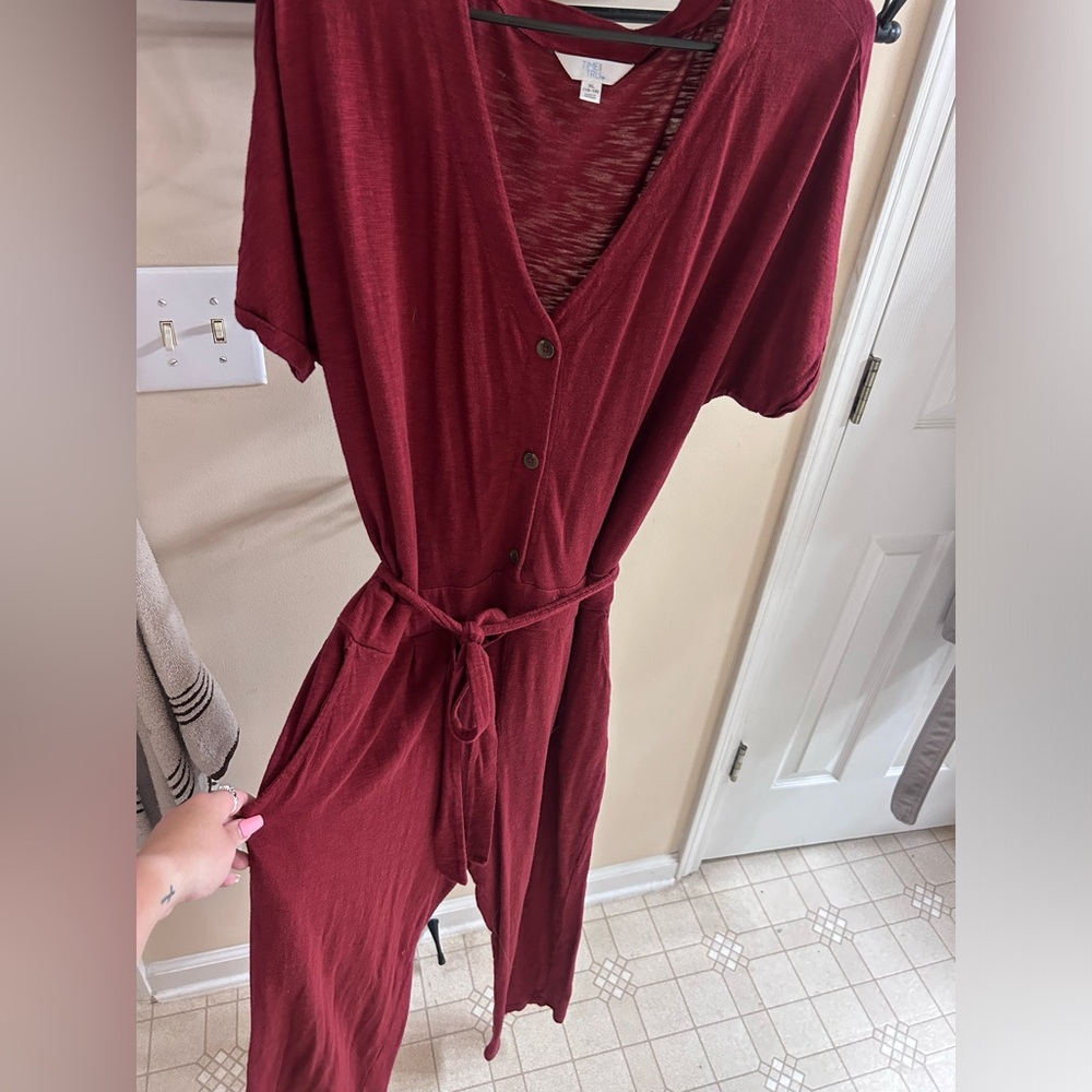 Burgandy Jumpsuit - T shirt material- XL